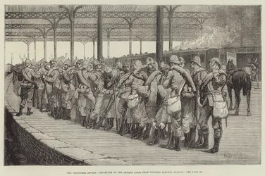 Die Freiwilligenüberprüfung, Abreise des Künstlerkorps vom Victoria-Bahnhof